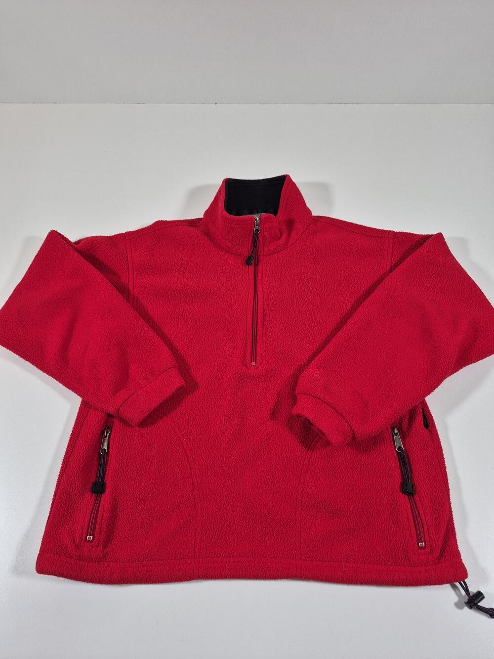 VTG Eastern Mountain Sports Jacket Mens Medium Red Polartec Fleece 1/4 Zip USA